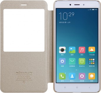 Чехол книжка с окошком Nillkin Sparkle Series для Xiaomi Redmi Note 4 Gold SP-LC HM